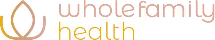 whole family health logo with purple wording wholefamily on the top and health in orange on the bottom