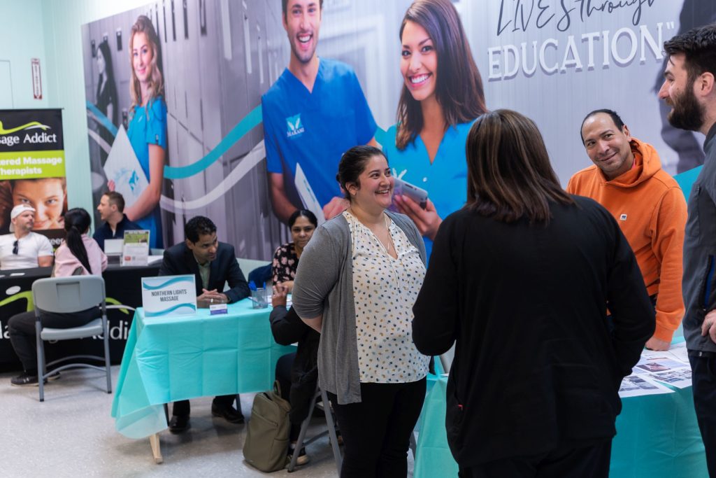 MaKami College students meet with employers during MaKami College's Career Fair in 2024.