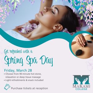 MaKami College will be holding a spa day at both its Edmonton and Calgary campuses on Friday, March 28, 2025.
