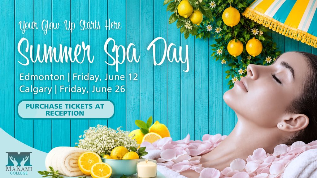 Massage therapy students providing spa treatments during MaKami College Summer Spa Day in Calgary and Edmonton